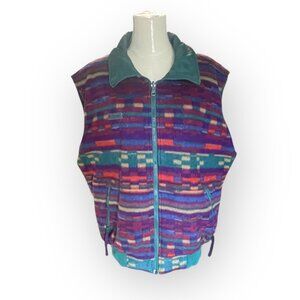 VTG Columbia 90s Reversible Fleece Multicolor Vest Large
